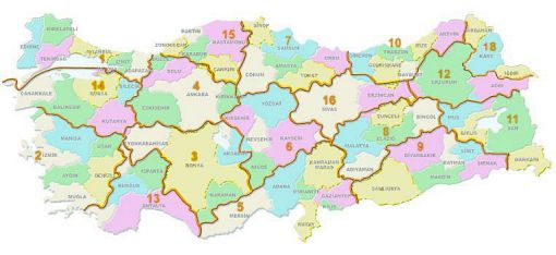  Karayolları Genel Müdürlüğü Bölgeler Haritası